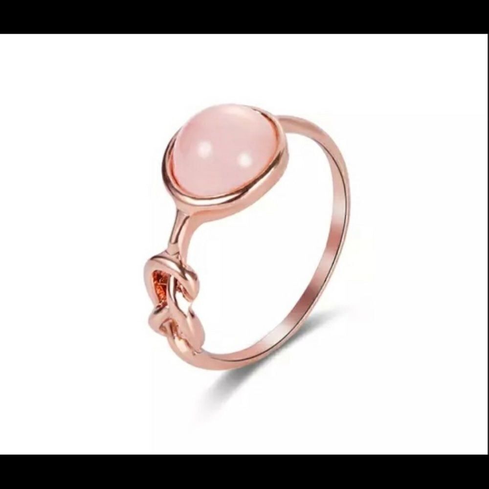 Rose Gold Pink Moonstone Knot Ring